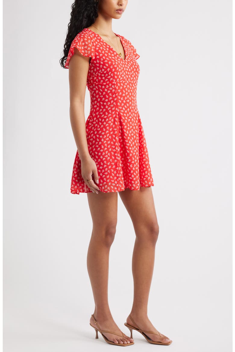 Floral Print Fit & Flare Minidress, Alternate, color, RED- IVORY BELLA ROSE
