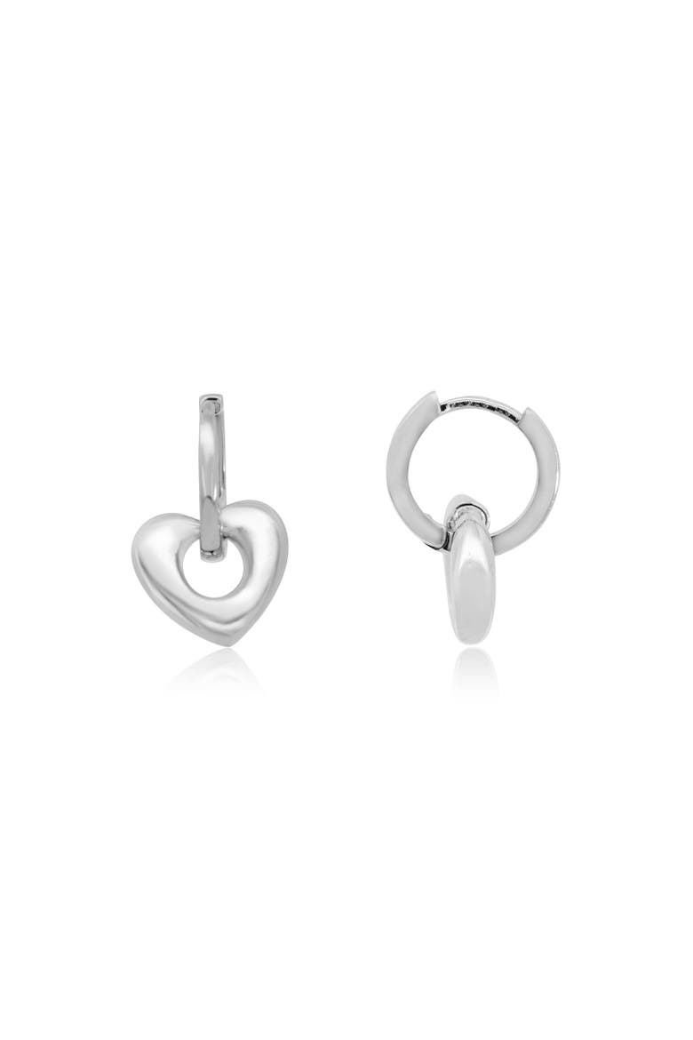 Heart Huggie Hoop Earrings, Main, color, Sterling Silver