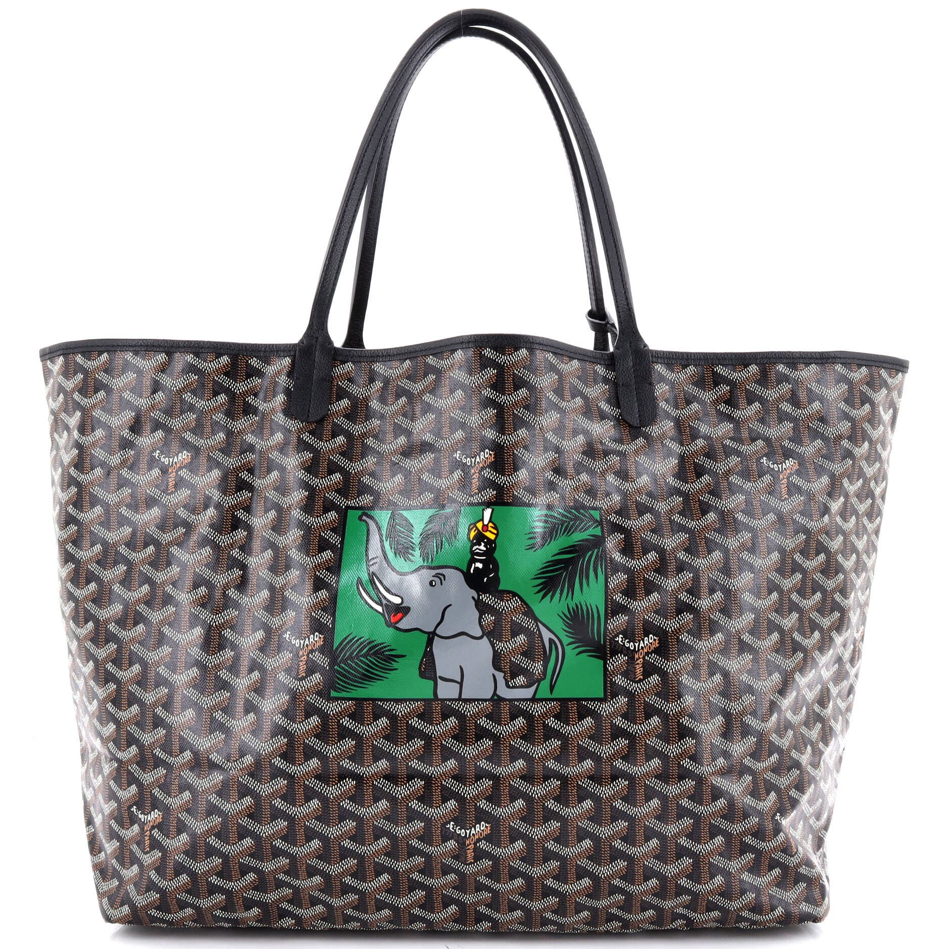 Pre-Owned Goyard Saint Louis Tote Printed Coated Canvas GM, Main, color, Black
