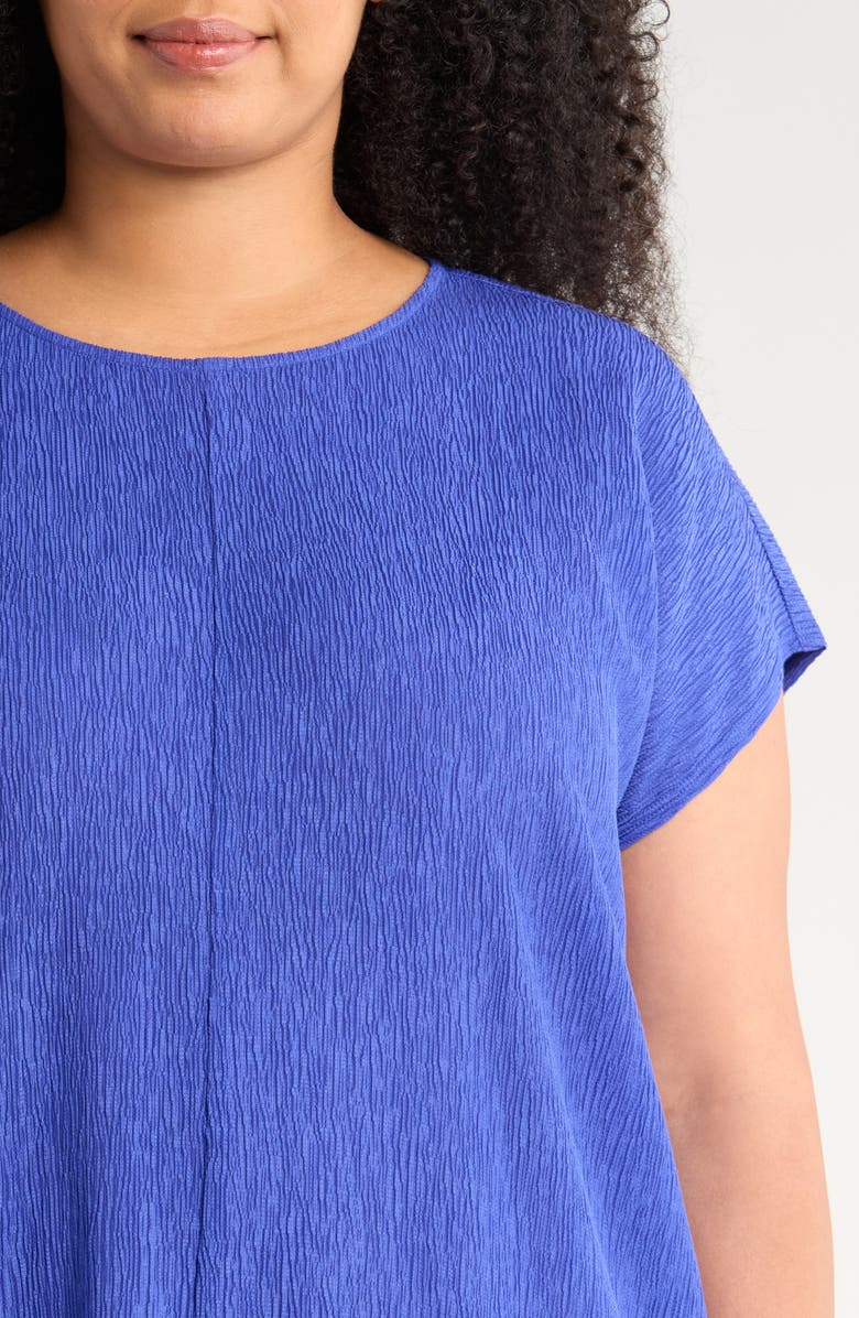 Eileen Fisher Short Sleeve Jacquard Maxi Dress, Alternate, color, Royal