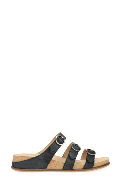 Dansko Campbell Platform Wedge Slide Sandal In Black Burnished Nappa