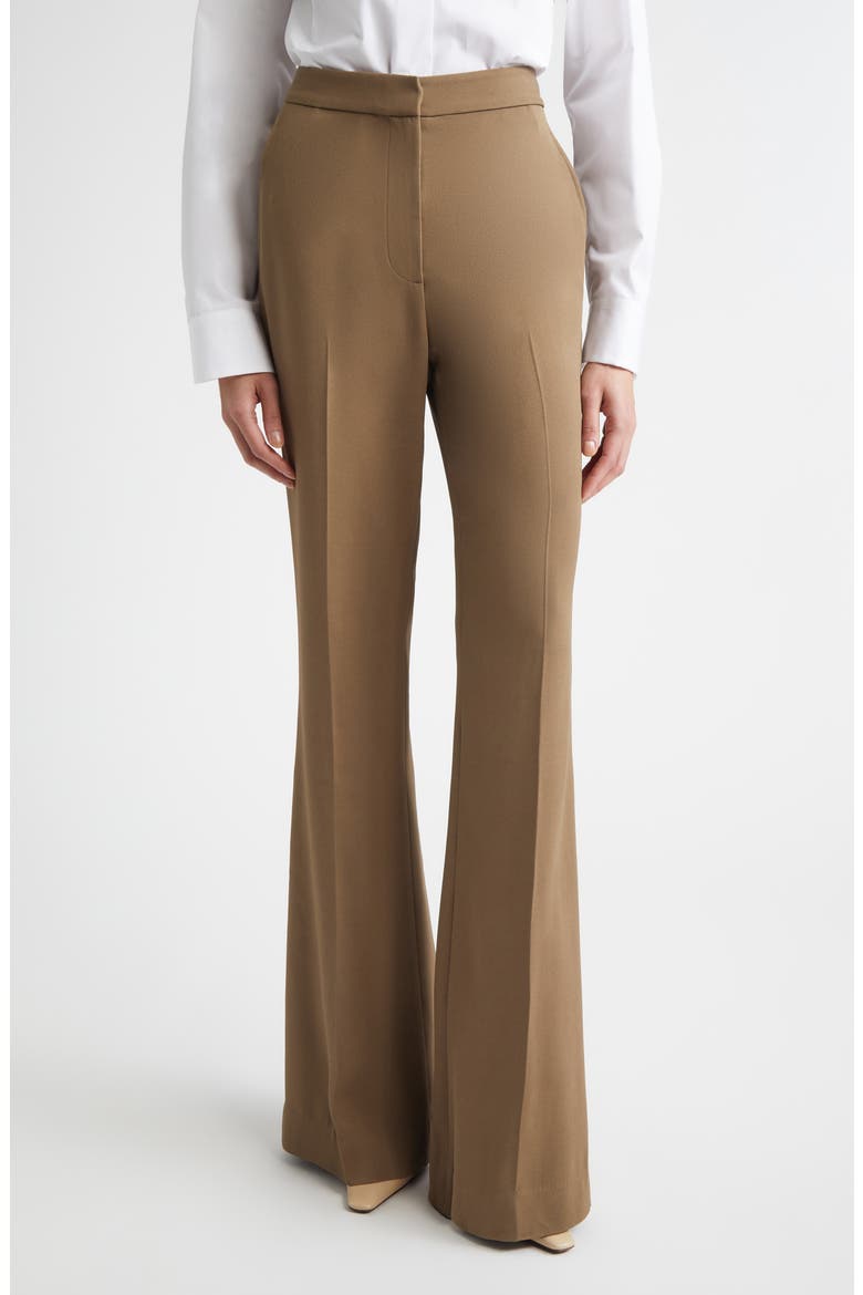 Stretch Crepe Flare Leg Pants, Main, color, TRUFFLE