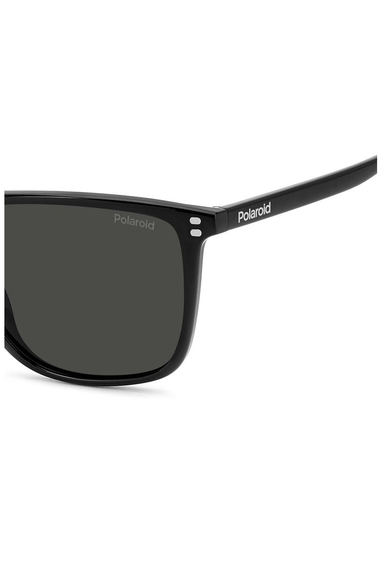 55mm Polarized Rectangular Sunglasses, Alternate, color, BLACK/ GREY POLAR
