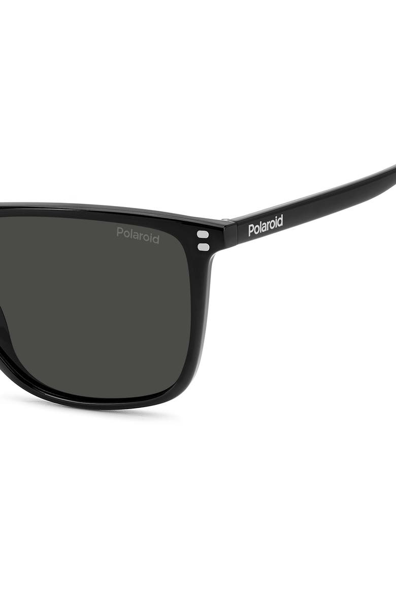 Polaroid 55mm Polarized Rectangular Sunglasses, Alternate, color, Black/ Grey Polar