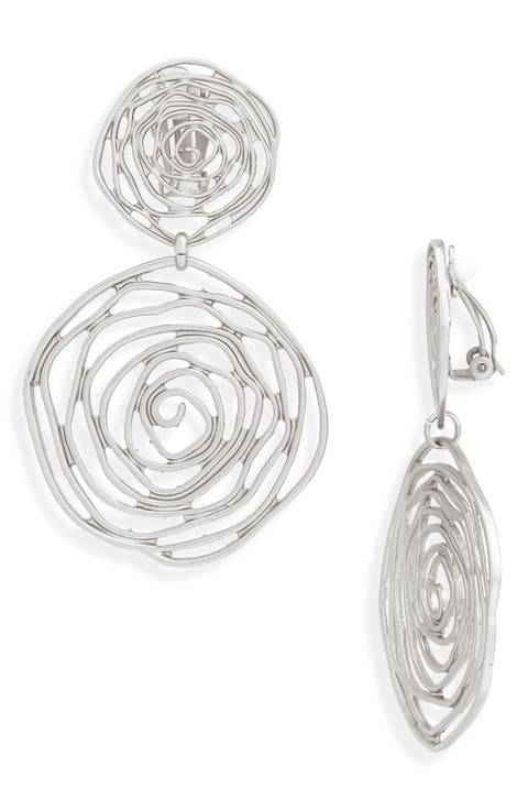 Oversize Rose Cutout Drop Clip Earrings