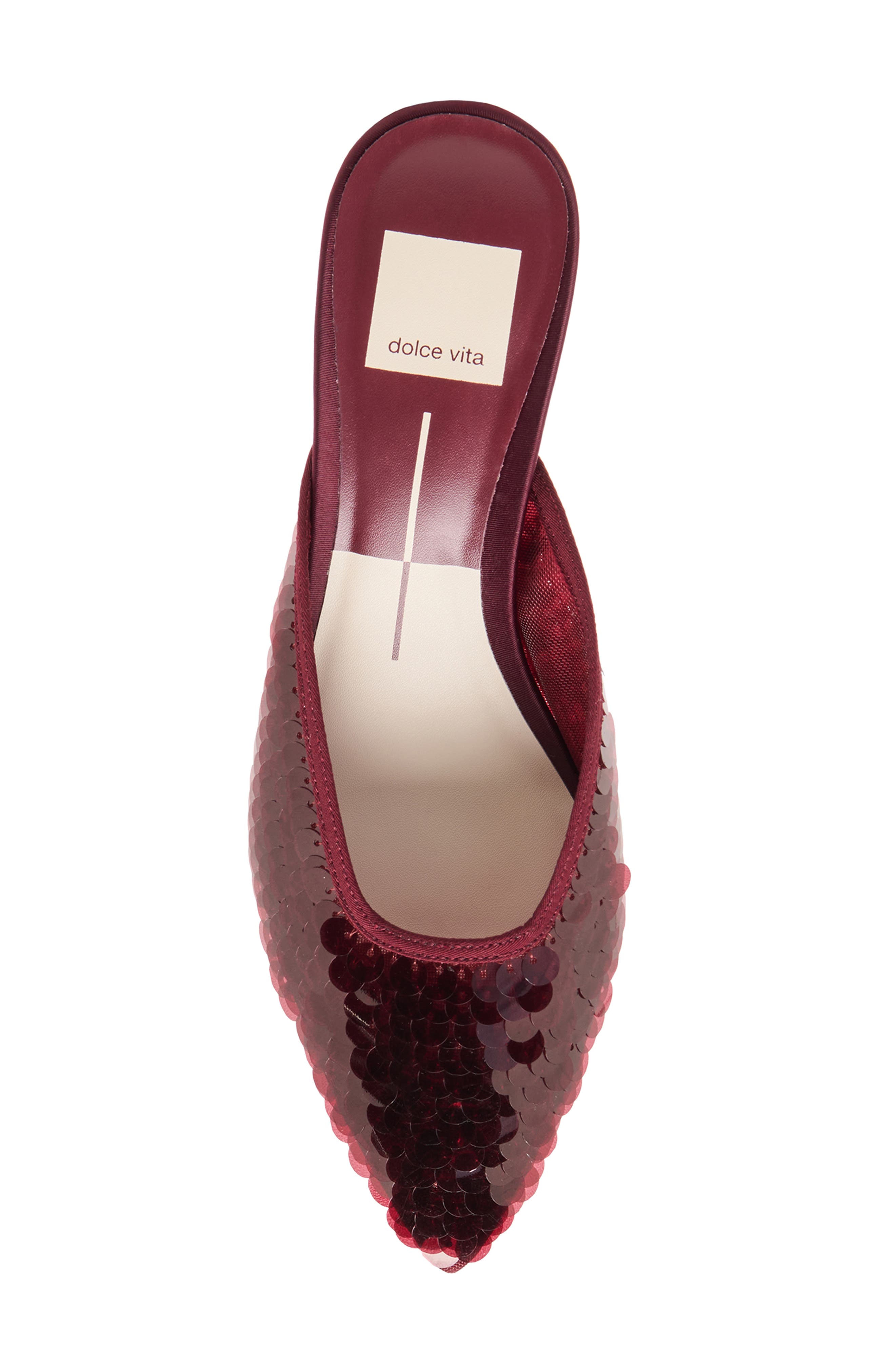Dolce Vita Cleo Shimmer Kitten Heel Mule, Alternate, color, Cranberry Sequin