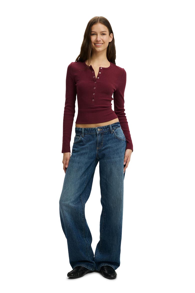 Women's Blake Henley Long Sleeve, Alternate, color, Sour Cherry