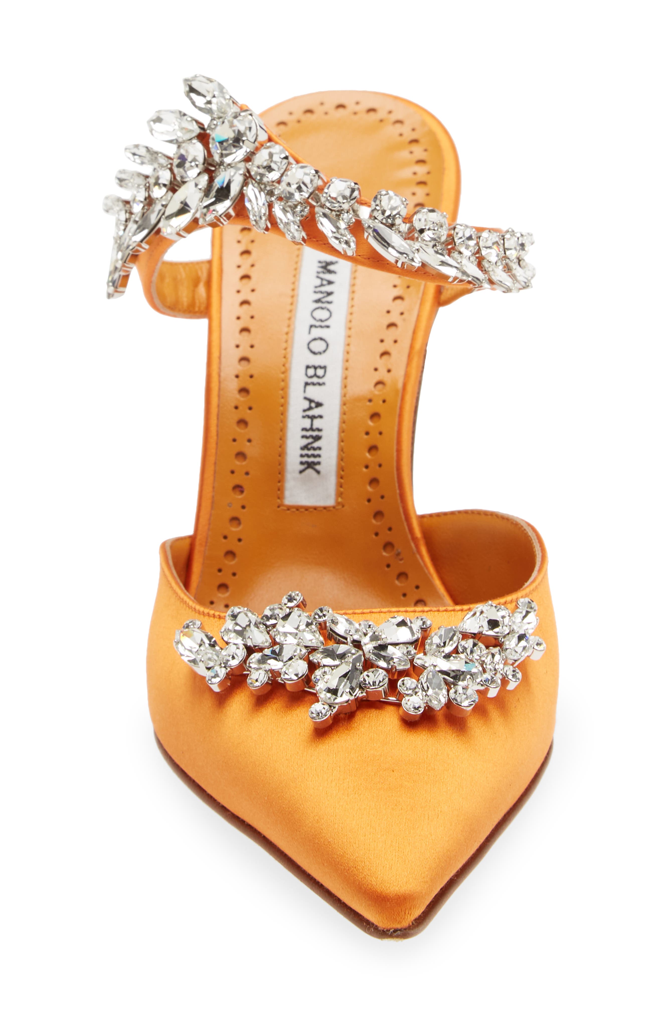 Manolo Blahnik Lurum Crystal Leaf Pointed Toe Mule, Alternate, color, 