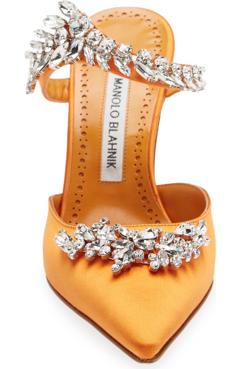 Manolo Blahnik Lurum Crystal Leaf Pointed Toe Mule, Alternate, color,