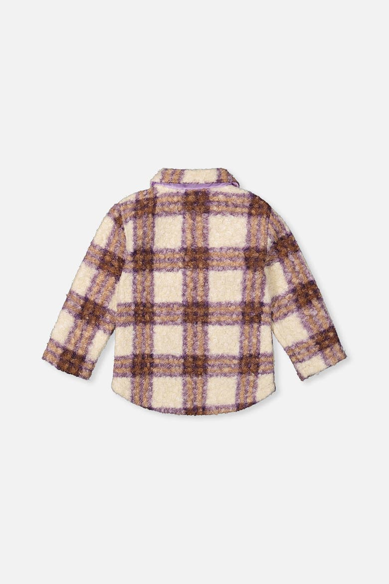 Zipped Fleece Plaid Chest Pocket Overshirt, Alternate, color, Beige and Mauve Tiles