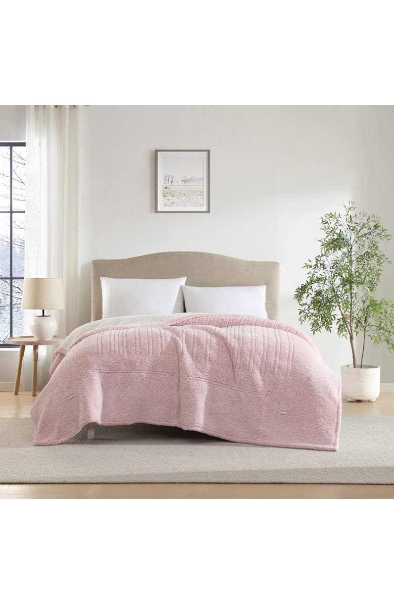 Laura Ashley Clarabelle Tipped Faux Shearling Blanket, Alternate, color, Light/ Pink