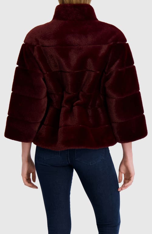 Lyla Grant Fur-free Mink (faux Fur) Jacket, Belt In Burgundy