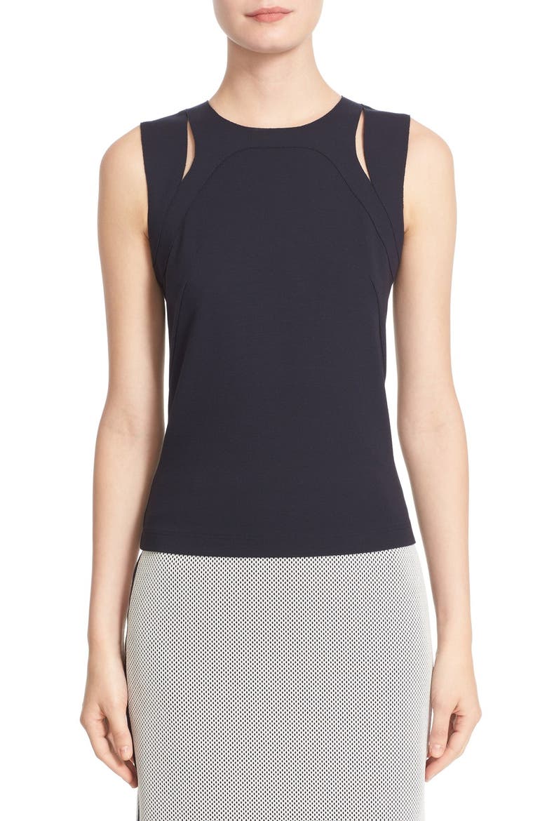 Cutout Stretch Jersey Tank, Main, color, NAVY