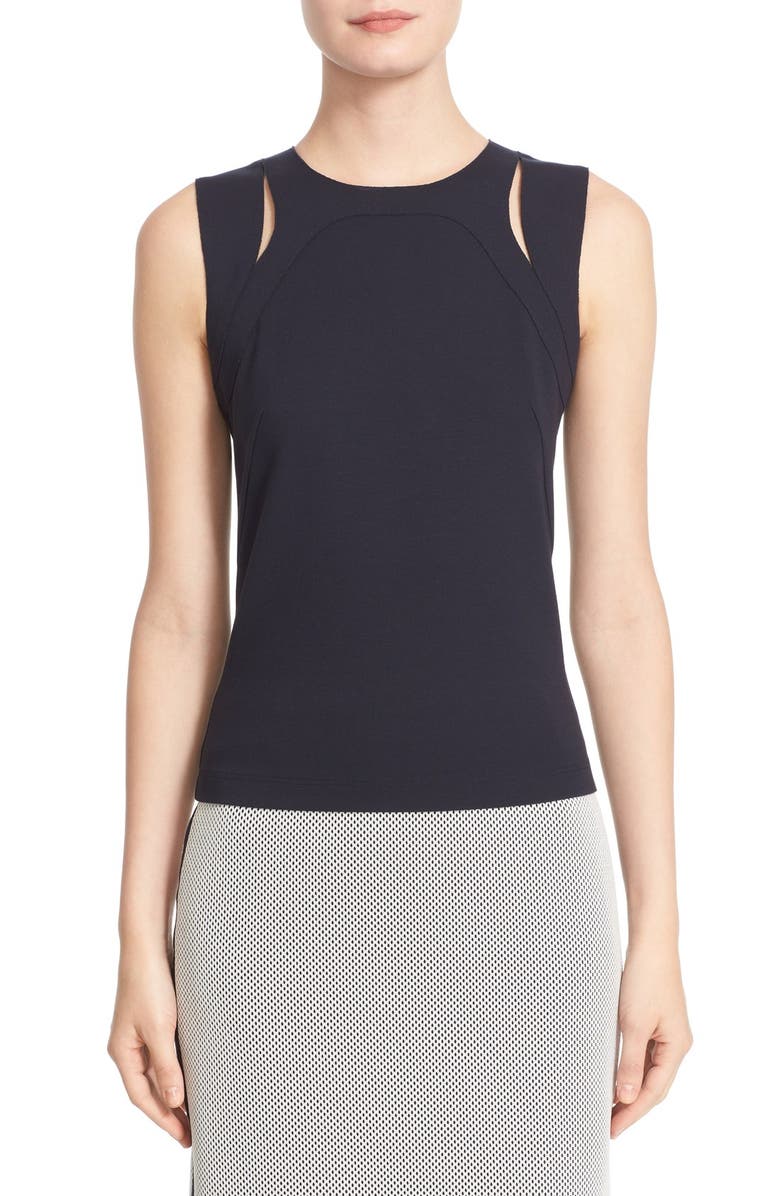 Akris punto Cutout Stretch Jersey Tank, Main, color, 