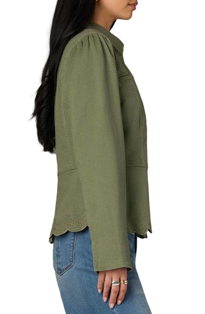 Wit & Wisdom Puff Shoulder Peplum Denim Jacket, Alternate, color, Lily Pad