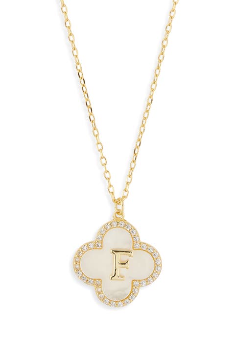 Clover Mother-of-Pearl Initial Pendant Necklace
