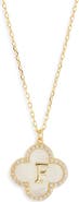Argento Vivo Sterling Silver Clover Mother-of-Pearl Initial Pendant Necklace