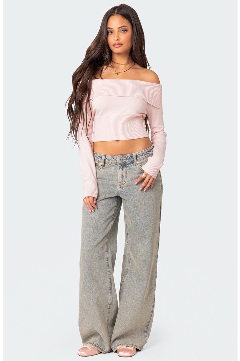 Minnie Foldover Knit Crop Top, Alternate, color, LIGHT-PINK