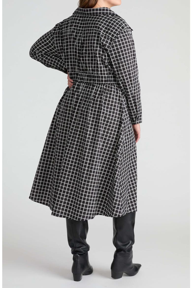 Stockard Windowpane Check Midi Shirtdress, Alternate, color, BLACK WINDOWPANE CHECK