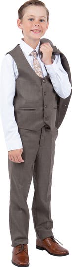 Kids' Cocoa Five-Piece Sharkskin Suit