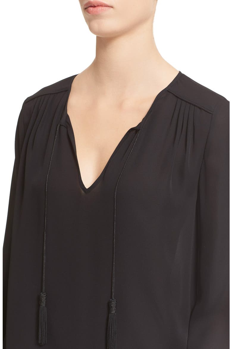 'Odelette' Silk Shirt, Alternate, color, CAVIAR