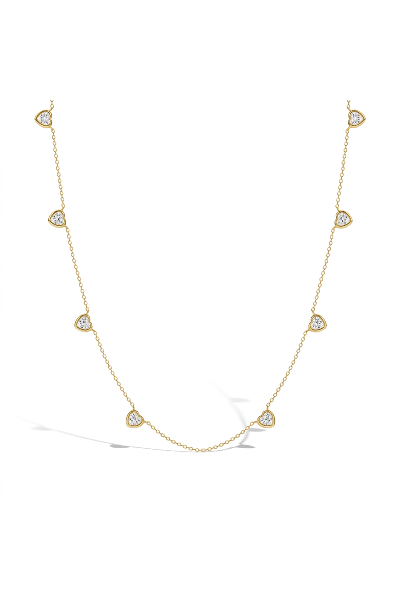 Heart Station Plated Girls Necklace, Main, color, Gold