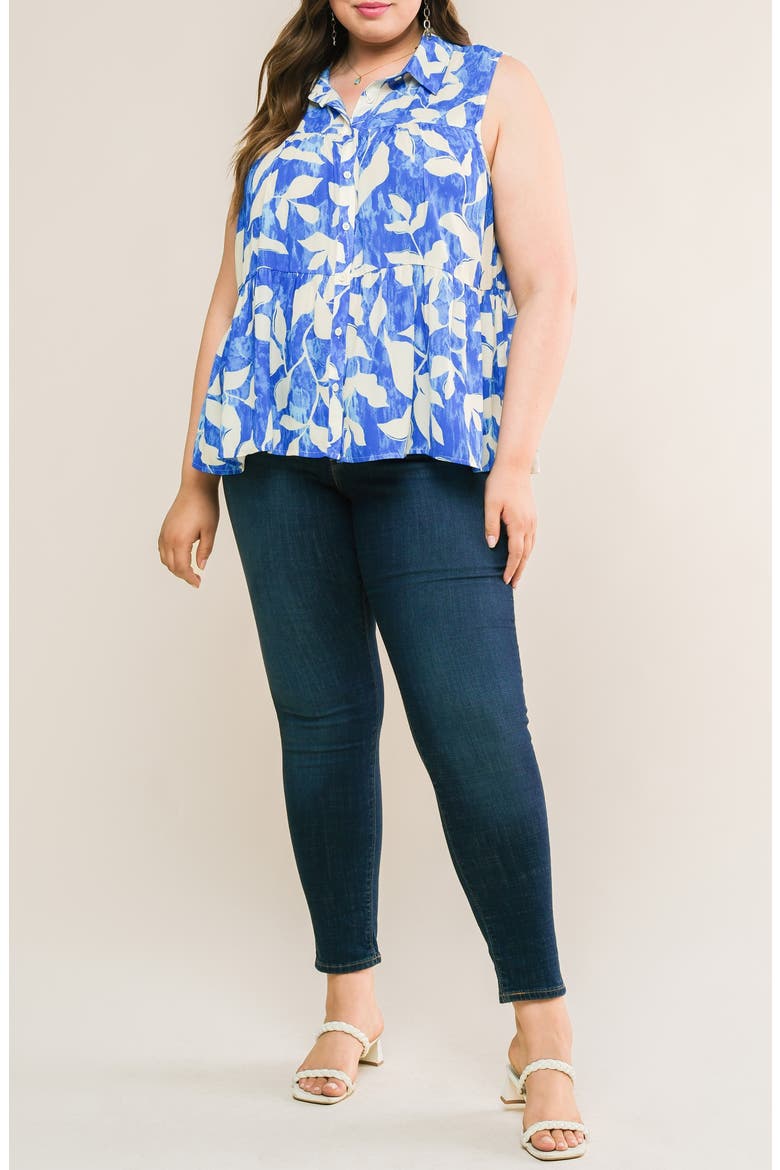 Button Front Sleeveless Top, Alternate, color, BLUE
