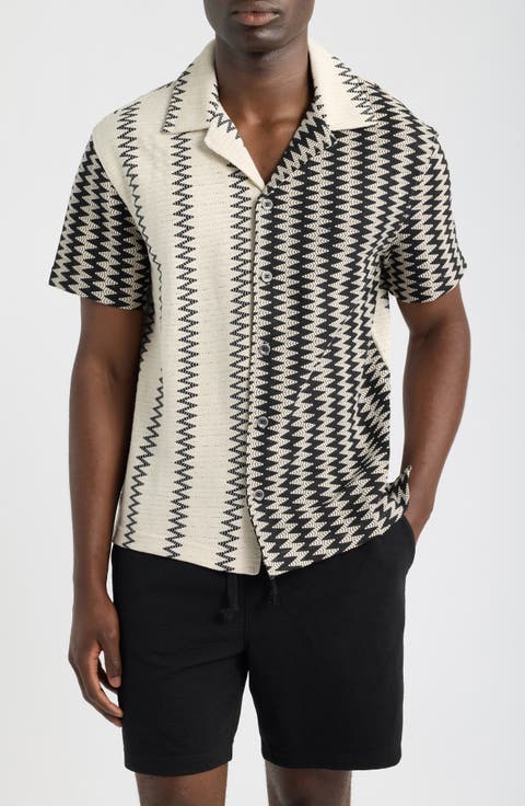 Dain Chevron Stripe Knit Camp Shirt
