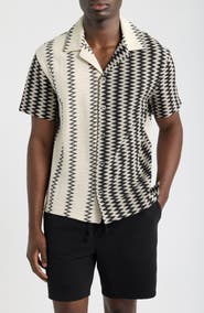 Reiss Dain Chevron Stripe Knit Camp Shirt
