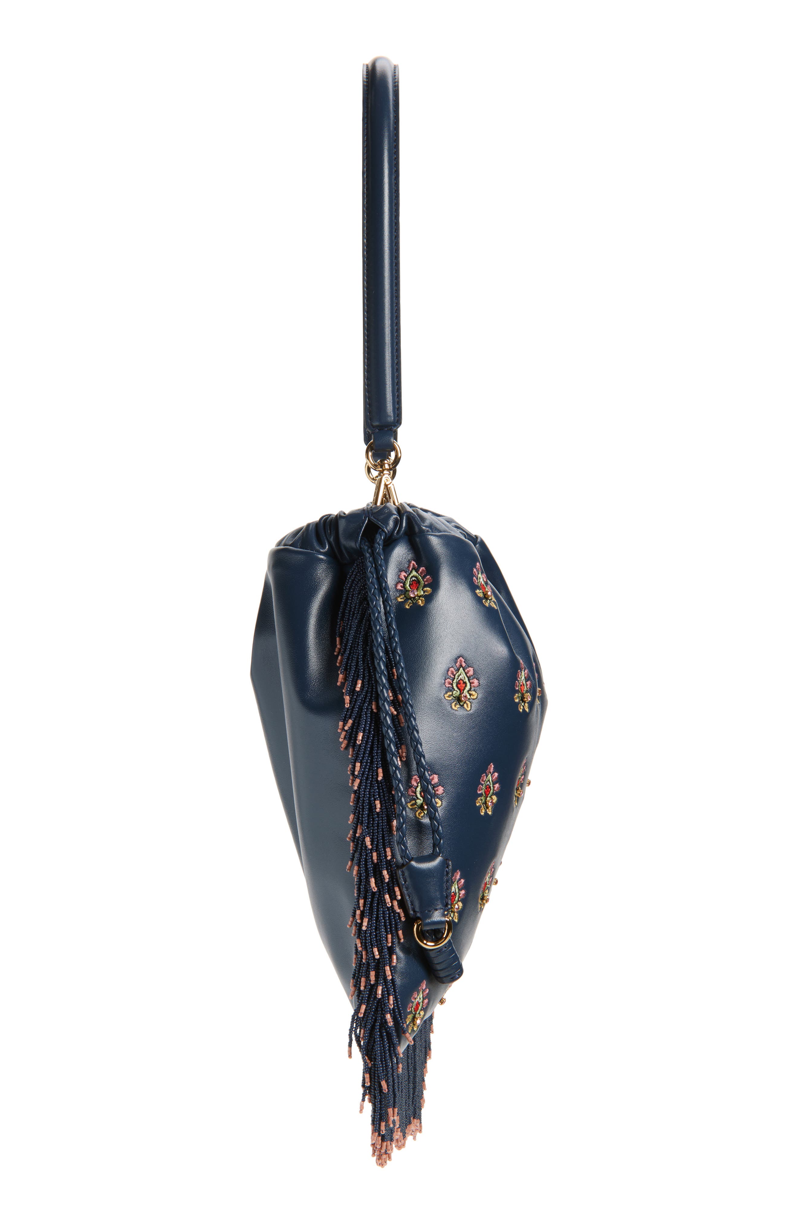 Etro Medium Kalispera Embroidered Leather Shoulder Bag, Alternate, color, Panna