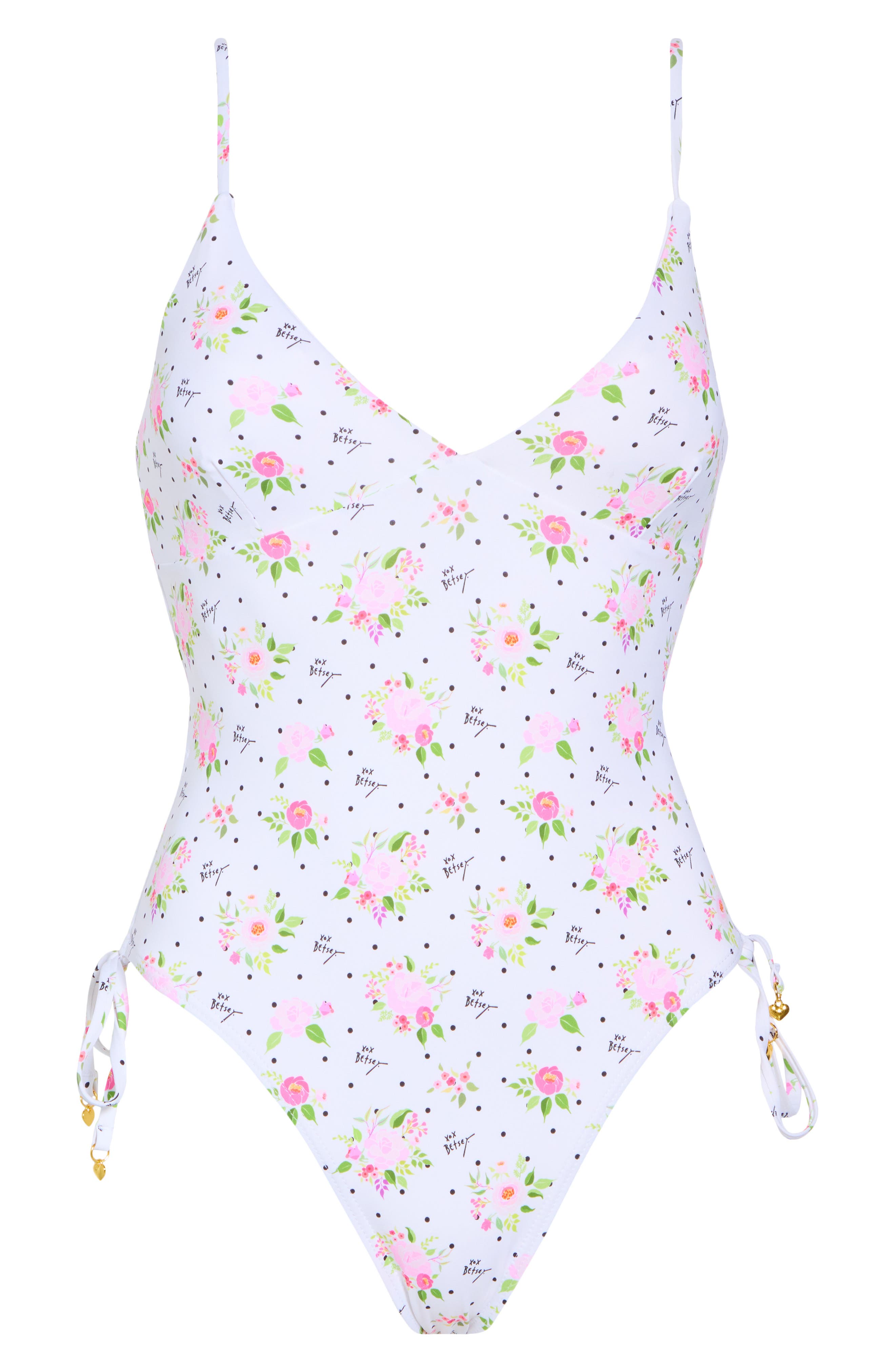 Betsey Johnson Side Tie V-Neck One-Piece Swimsuit (Women) | Nordstromrack