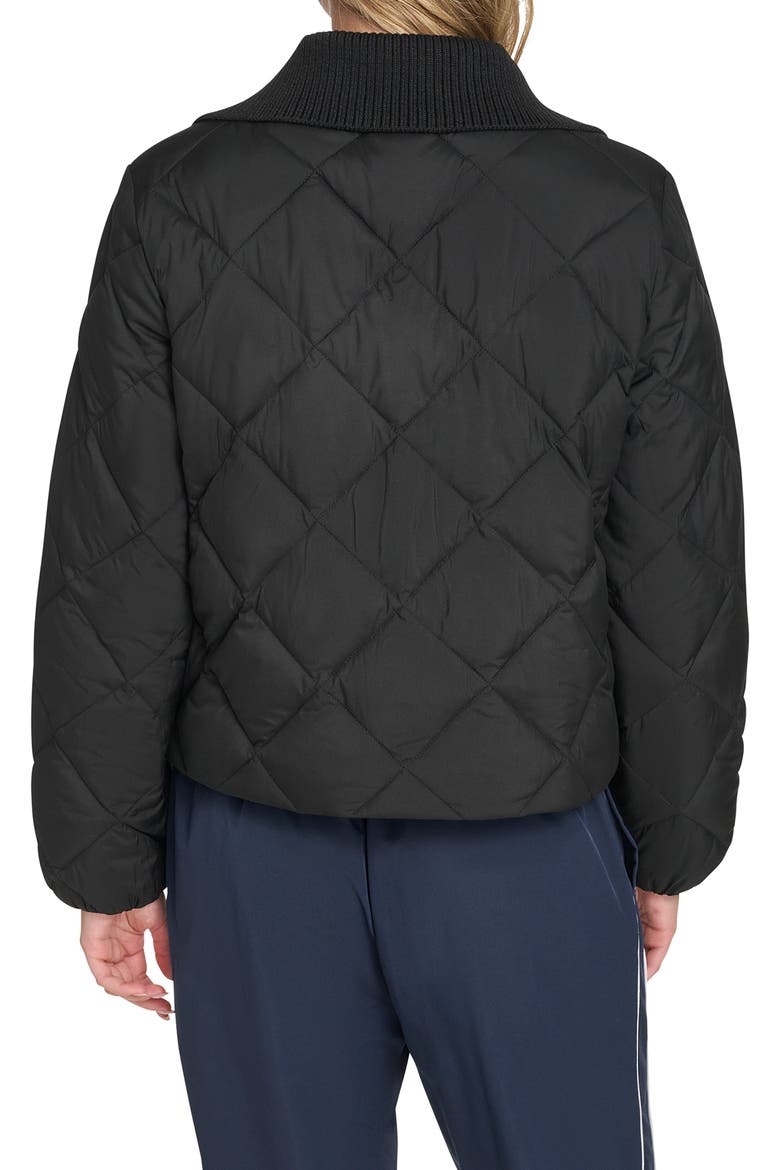 Diamond Quilted Shawl Collar Jacket, Alternate, color, BLACK