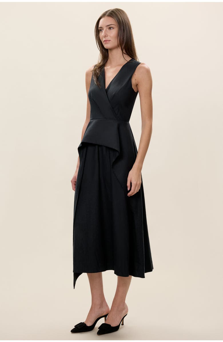 Rebecca Taylor Stretch Linen Dress, Alternate, color, Black
