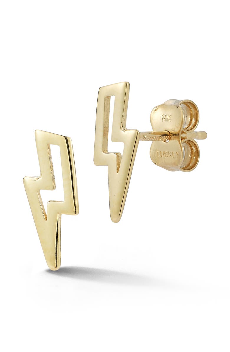Ember Fine Jewelry Lightning Bolt Stud Earrings, Main, color, Gold