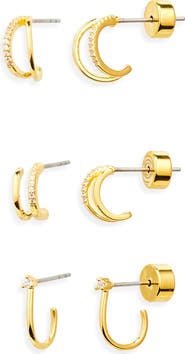 Nordstrom Set of 3 Demi Fine Dainty Huggie Hoop Earrings
