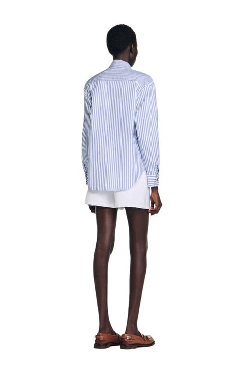 Sandro Striped Tie Shirt In Multi