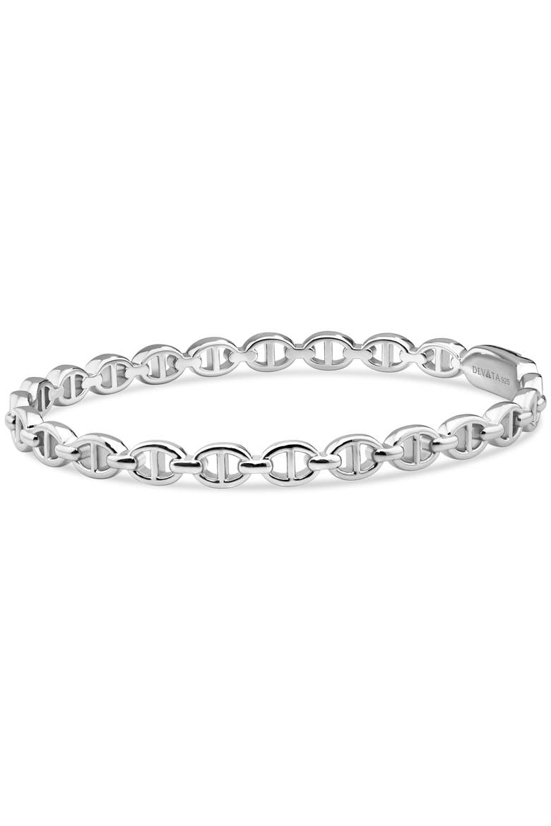 Mariner Anchor Bangle Bracelet in Rhodium Plated Sterling Silver, Alternate, color, Silver