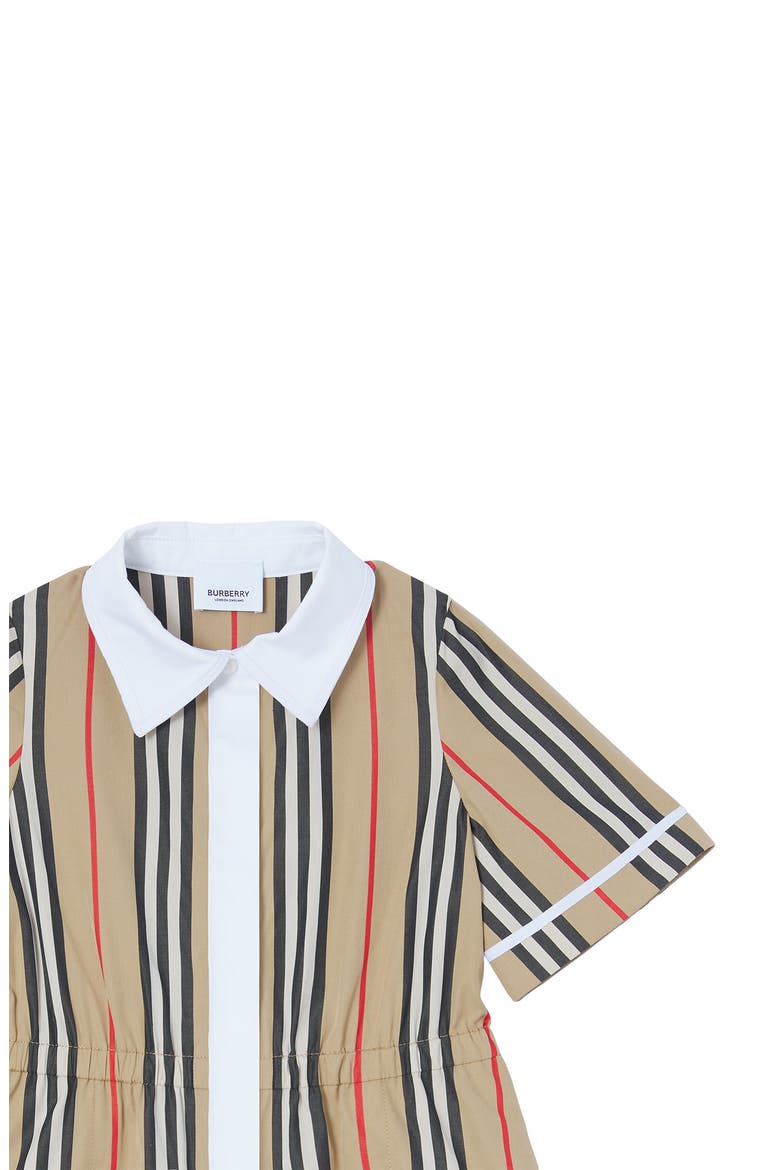 Kids' Mini Alexandra Icon Stripe Cotton Poplin Dress, Alternate, color, ARCHIVE BEIGE