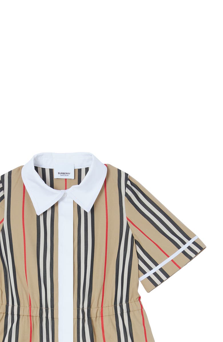 Burberry Kids' Mini Alexandra Icon Stripe Cotton Poplin Dress, Alternate, color, 