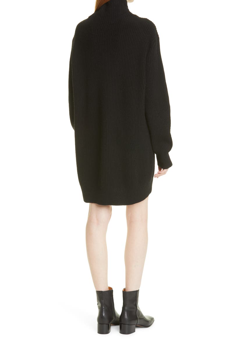 Pierce Cowl Neck Long Sleeve Cashmere Sweater Dress, Alternate, color, BLACK
