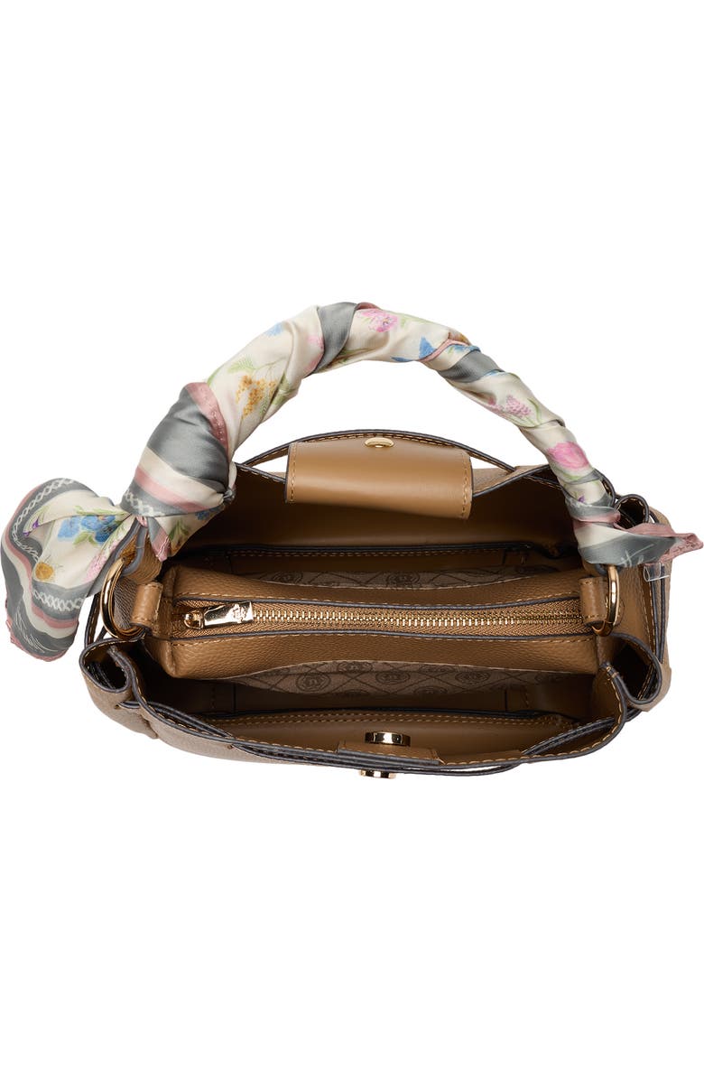 Nanette Lepore Scarf Trim Belted Bucket Bag, Alternate, color, Brown Sugar