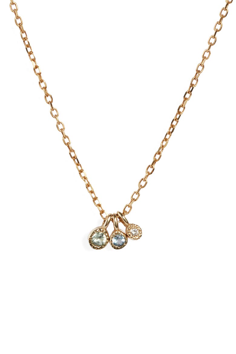 Moon Drop Necklace, Main, color, YELLOW GOLD/ GREEN SAPPHIRE