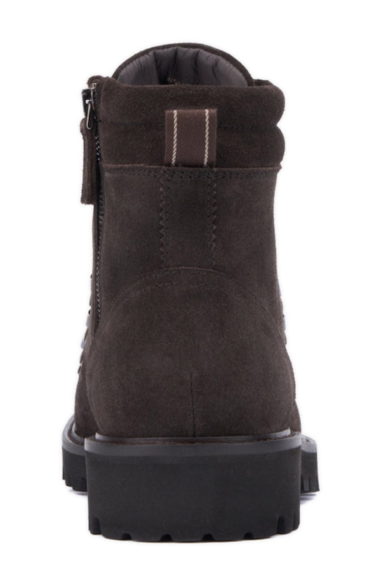 Aquatalia Gustavo Zip Combat Boot, Alternate, color, Smoke Brown