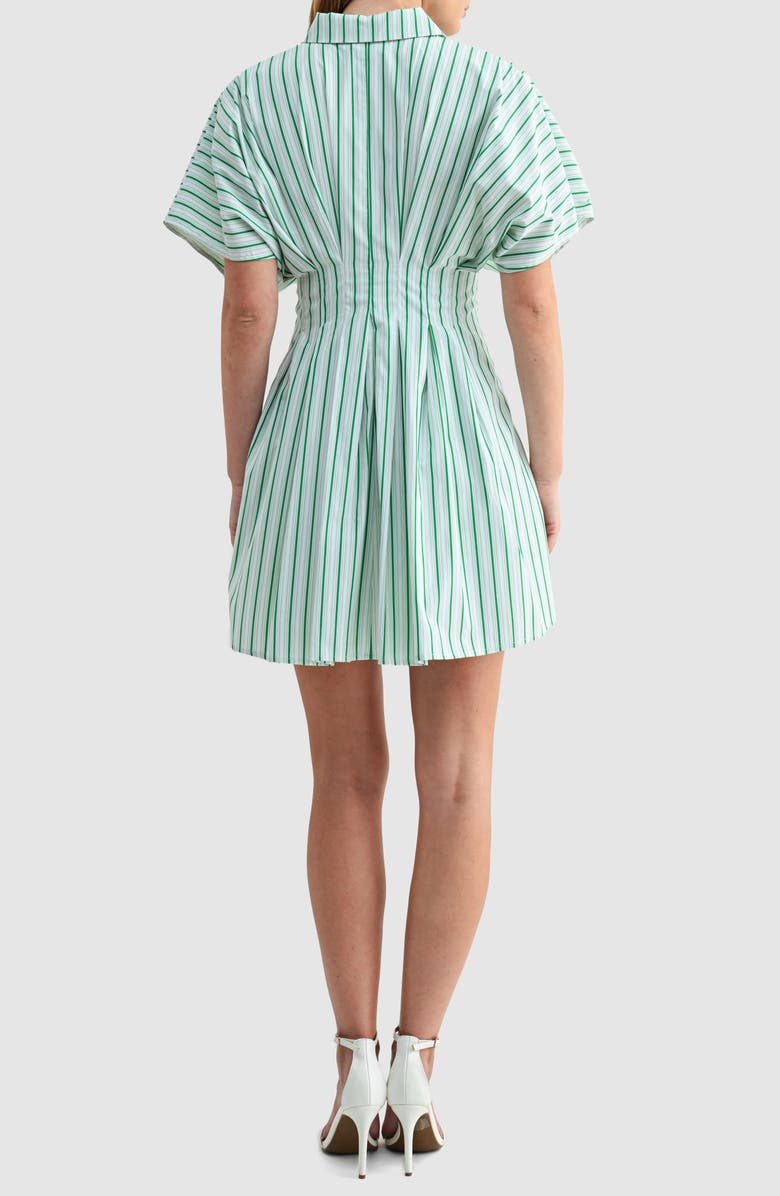 Mila Mae Stripe Pleated Dolman Sleeve Mini Shirtdress, Alternate, color, Green Stripe