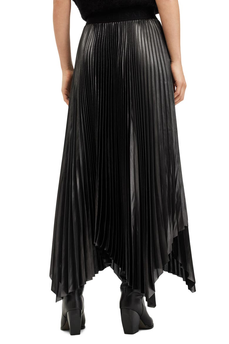 Phia Metallic Pleated Skirt, Alternate, color, GUNMETAL GREY