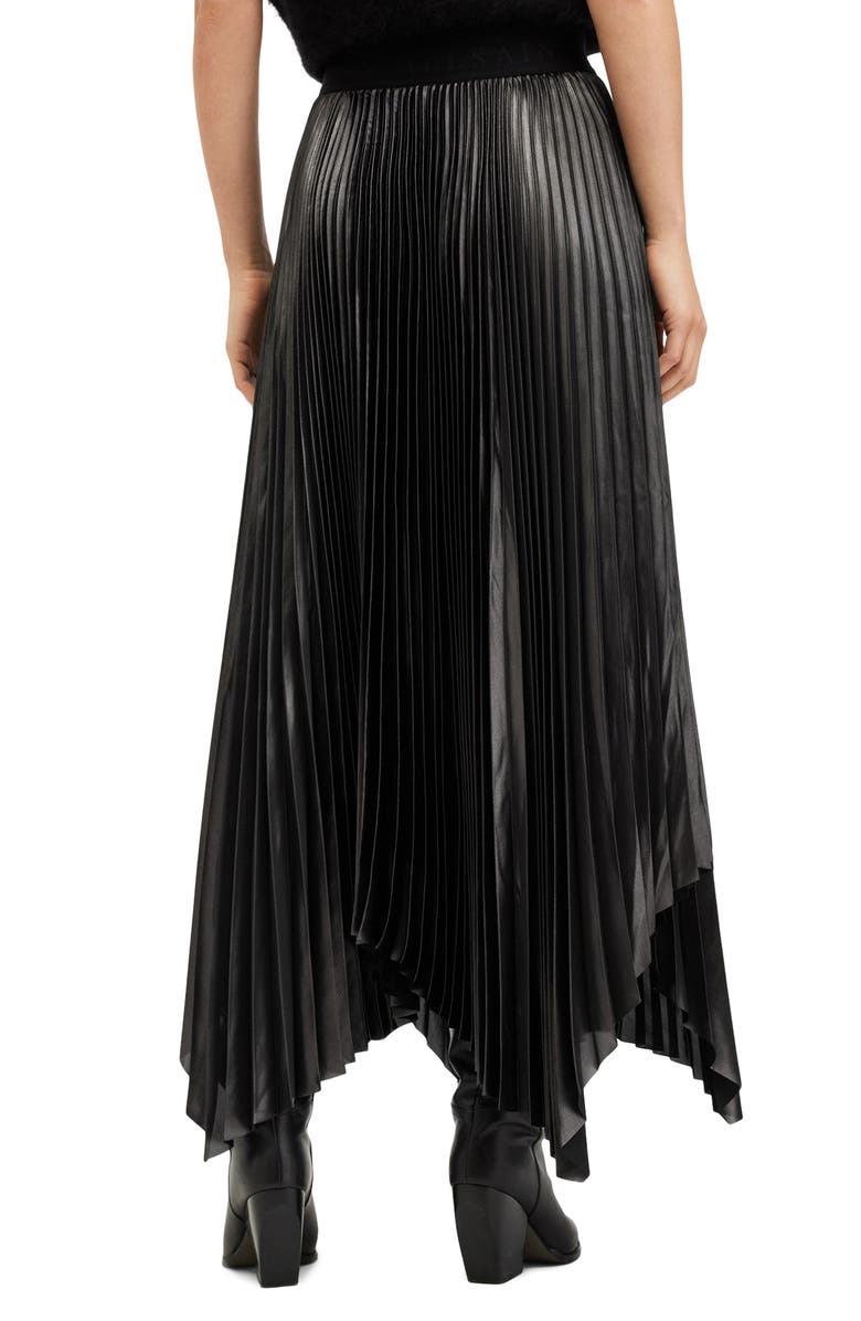 AllSaints Phia Metallic Pleated Skirt, Alternate, color, Gunmetal Grey