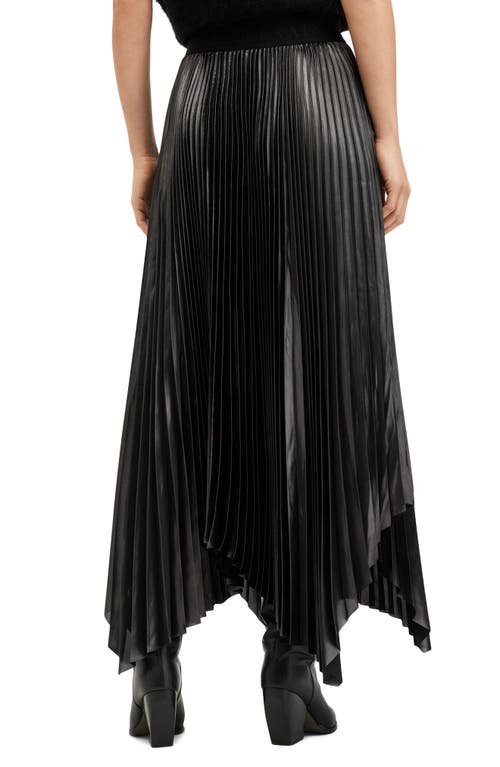 Allsaints Phia Metallic Pleated Skirt In Gunmetal Grey