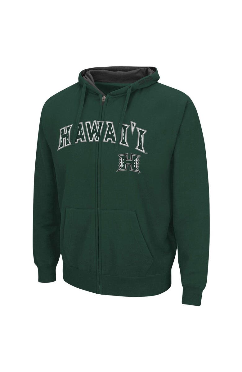 COLOSSEUM Men's Colosseum Green Hawaii Warriors Arch & Logo 3.0 Full-Zip Hoodie, Alternate, color, Green