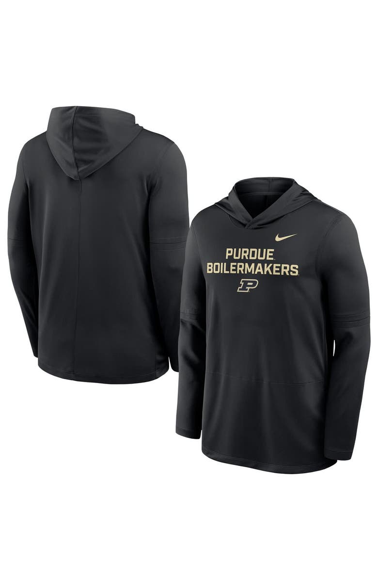 Nike Men's Nike Black Purdue Boilermakers 2025 Sideline Dri-FIT Long Sleeve Hoodie T-Shirt, Alternate, color, Black