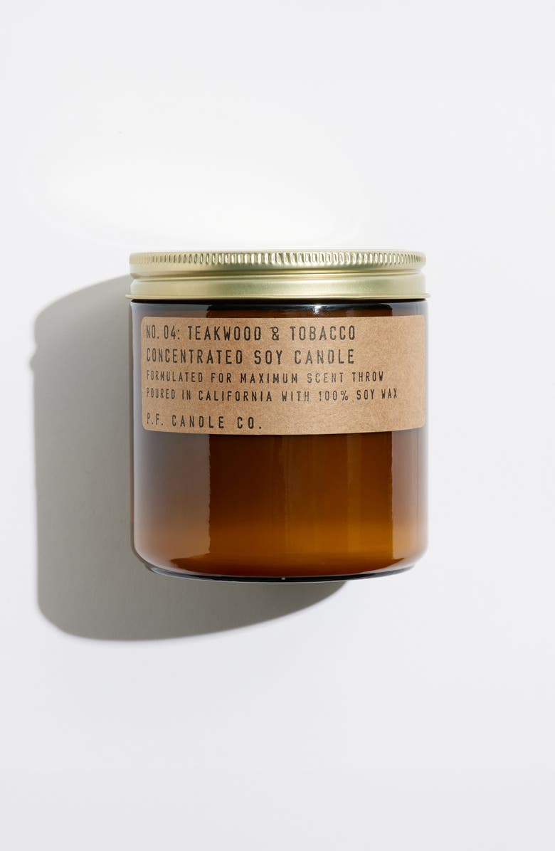 P.F. Candle Co. Teakwood & Tobacco Soy Candle, Alternate, color, Brown